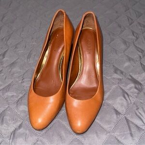 Ralph Lauren vintage brown leather wood pumps size 8.5B